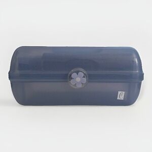 Vintage Blue Periwinkle Glitter Flower Caboodles Makeup Kit / Train Case